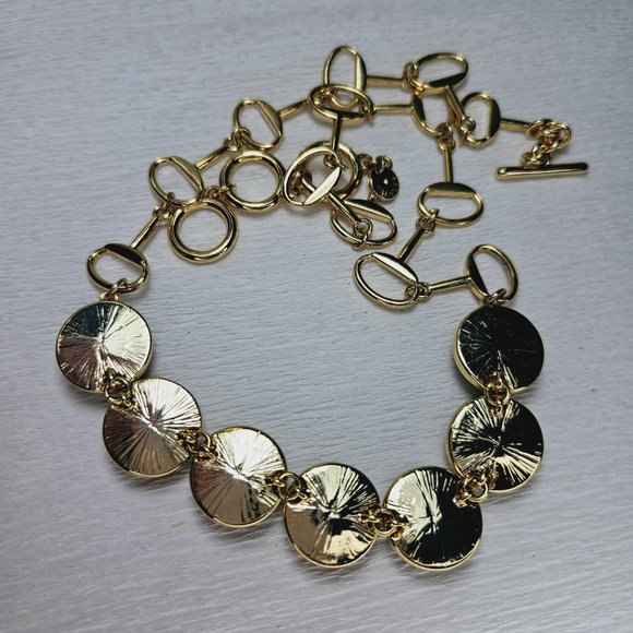 TALBOTS Tigers Eye Gold Tone Statement Necklace Semi Precious Stone - Picture 7 of 8